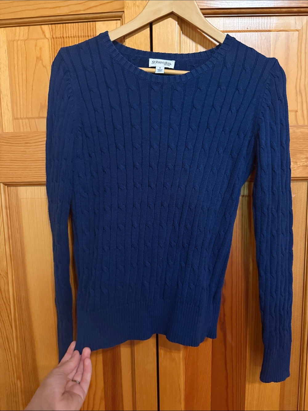St. John's Bay Navy Cable-Knit Crewneck Sweater